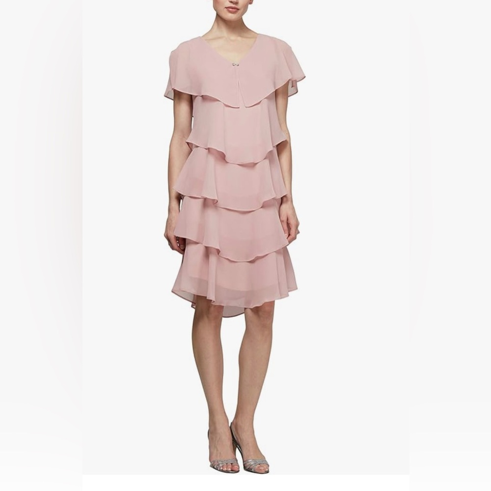 SLNY MACYS PINK RUFFLE DRESS SIZE 8